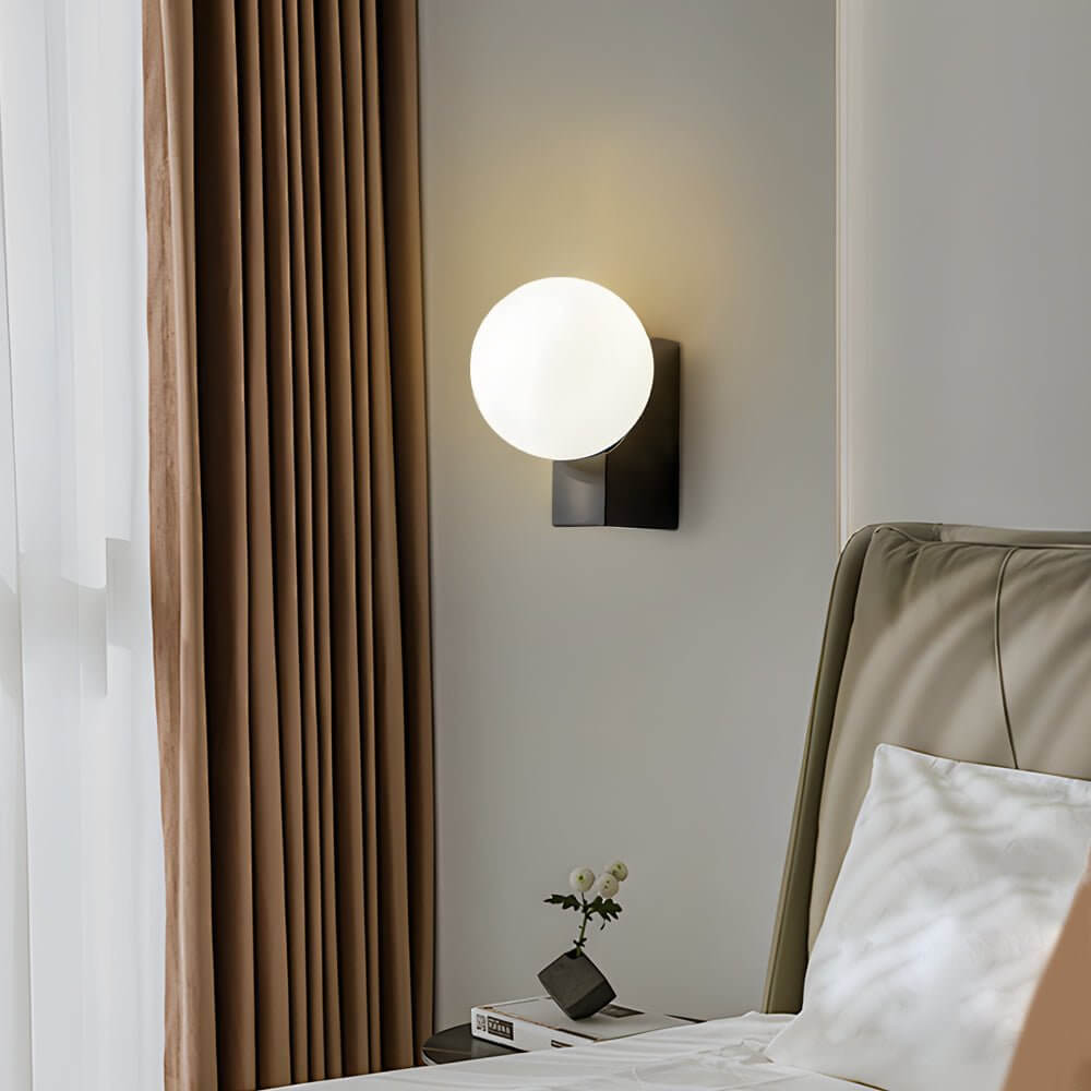 Cream White Glass Ball LED Wall Light with Dimmable Feature