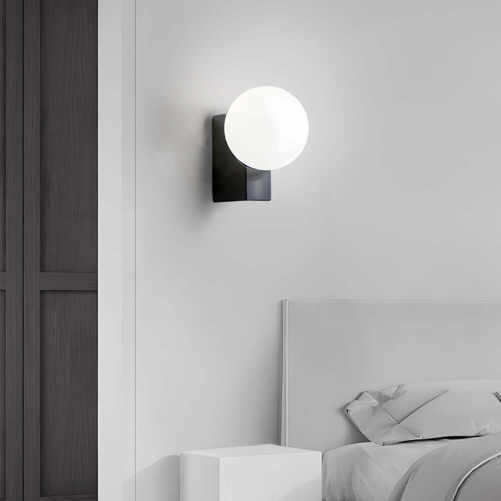 Cream White Glass Ball LED Wall Light with Dimmable Feature