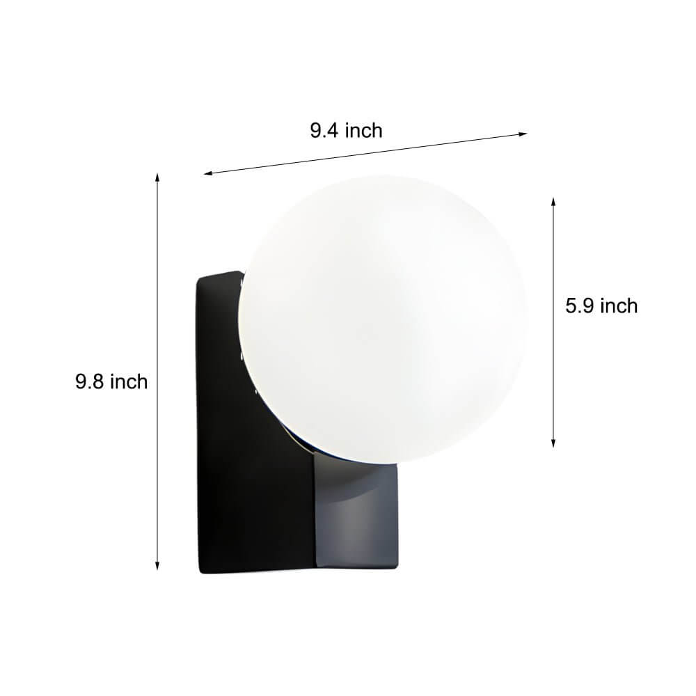 Cream White Glass Ball LED Wall Light with Dimmable Feature