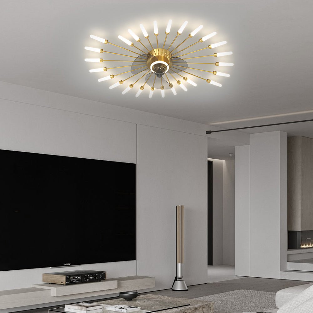 Creative Flower Mute Three Step Dimming Nordic Fans Ceiling with Lights