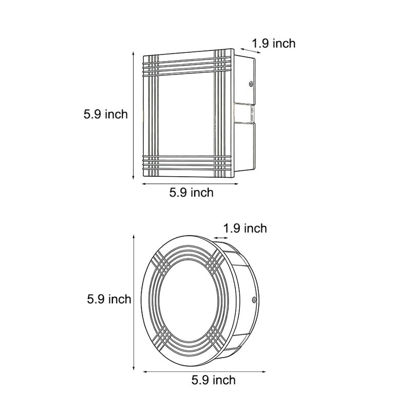 Line drawing of cross light beams wall sconce dimensions, providing installation specifications.