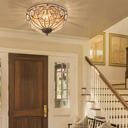 Crystal Adorned Roman Style Flush - mount Ceiling Fixture