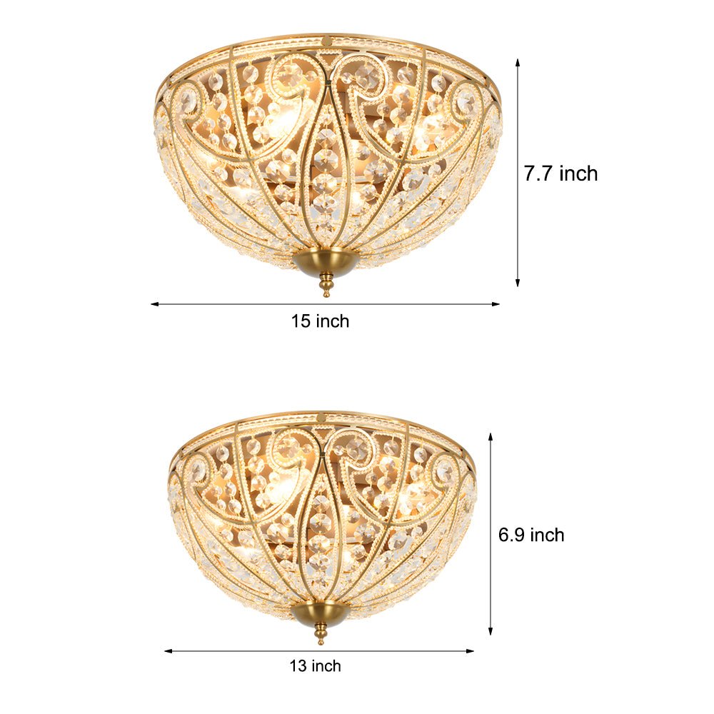 Crystal Adorned Roman Style Flush - mount Ceiling Fixture