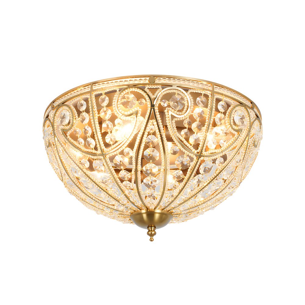 Crystal Adorned Roman Style Flush - mount Ceiling Fixture