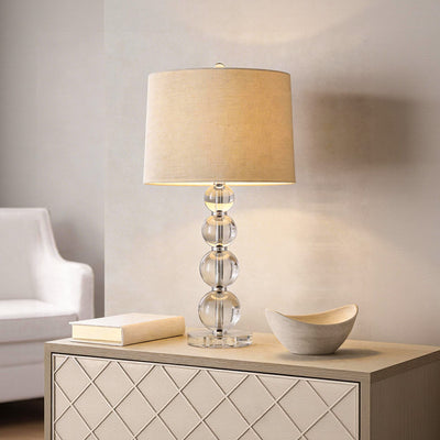 Crystal Ball Table Lamp Modern Fabric Cylinder Lampshade Lamp