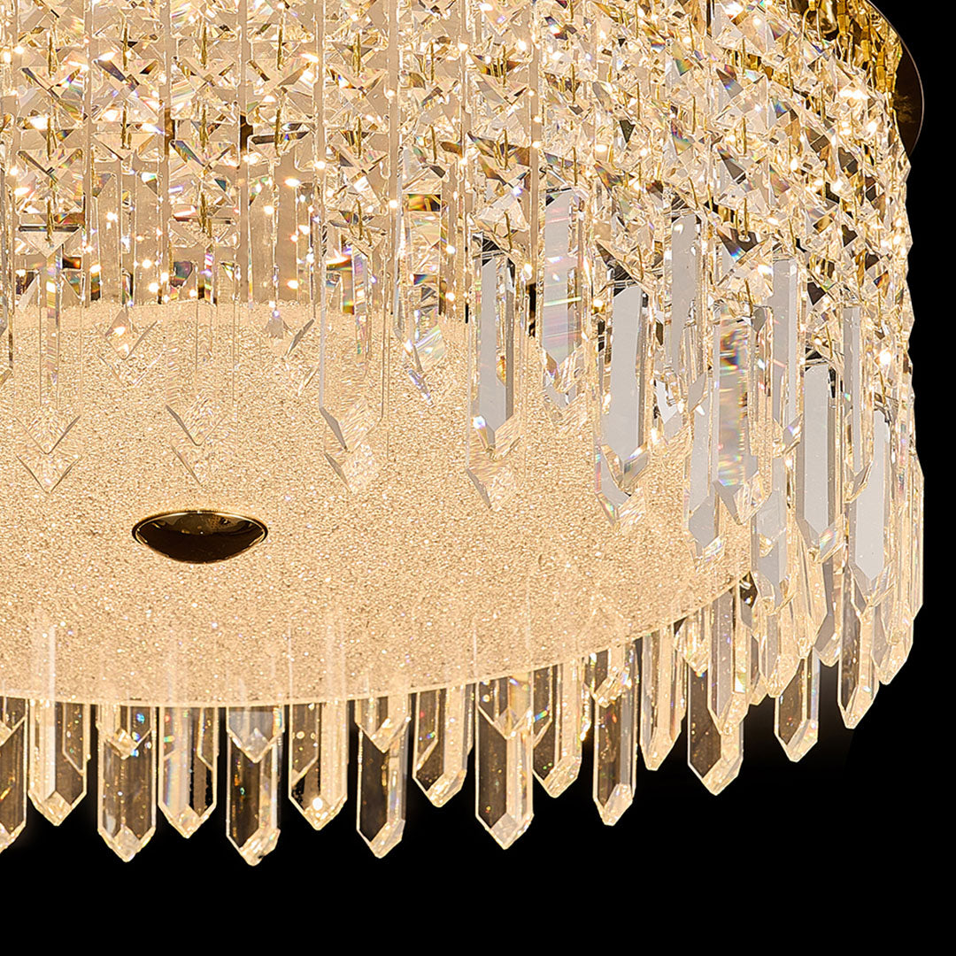 Crystal ceiling lights flush mount with waterfall fringe create a cascading sparkle effect while fitting perfectly in rooms with lower ceilings.
