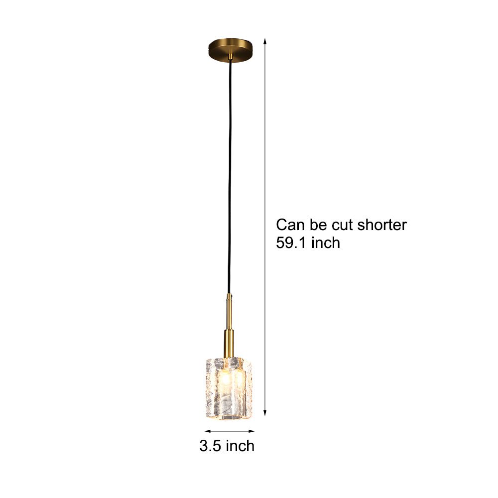 Crystal Cube Brass Pendant Light, 1 - Light Copper Rod Kitchen Island Lighting