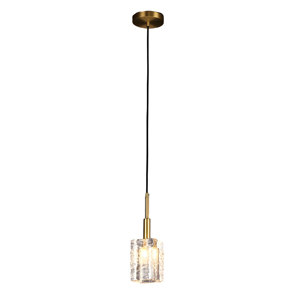 Crystal Cube Brass Pendant Light, 1 - Light Copper Rod Kitchen Island Lighting
