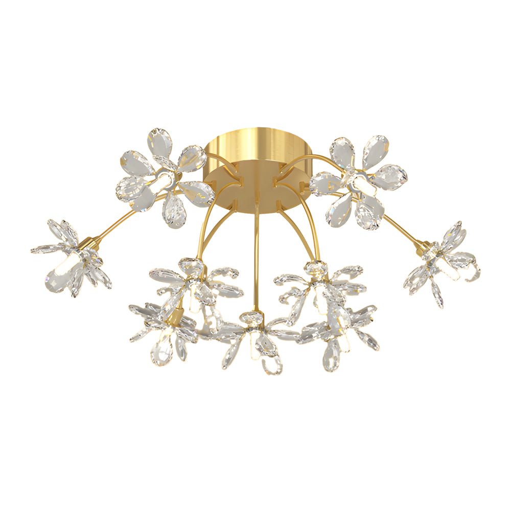 Crystal Flowers Dandelions Three Step Dimming Modern Ceiling Lights Fixture