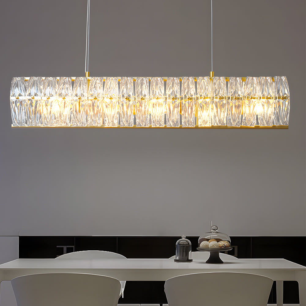 Close-up of a crystal ring chandelier showcasing its intricate crystal details.