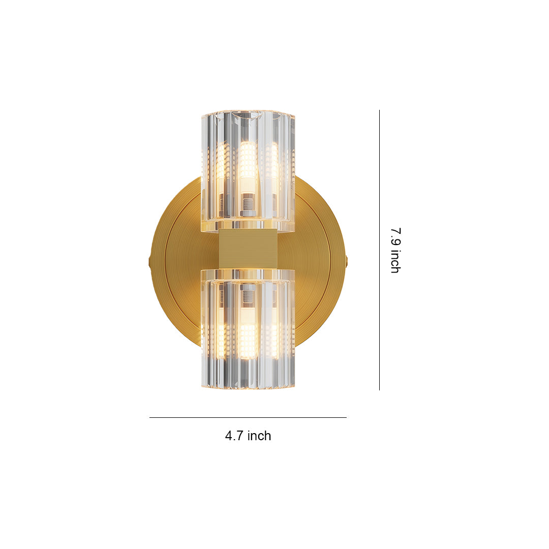 Crystal wall light specification diagram with dimensions and mounting details