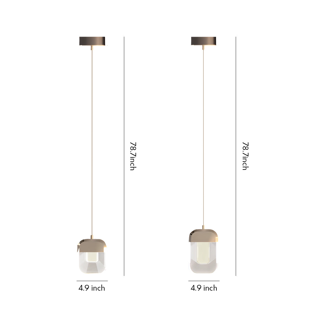 Minimalist crystal wall sconce lighting with slim downrod and frosted crystal shade.