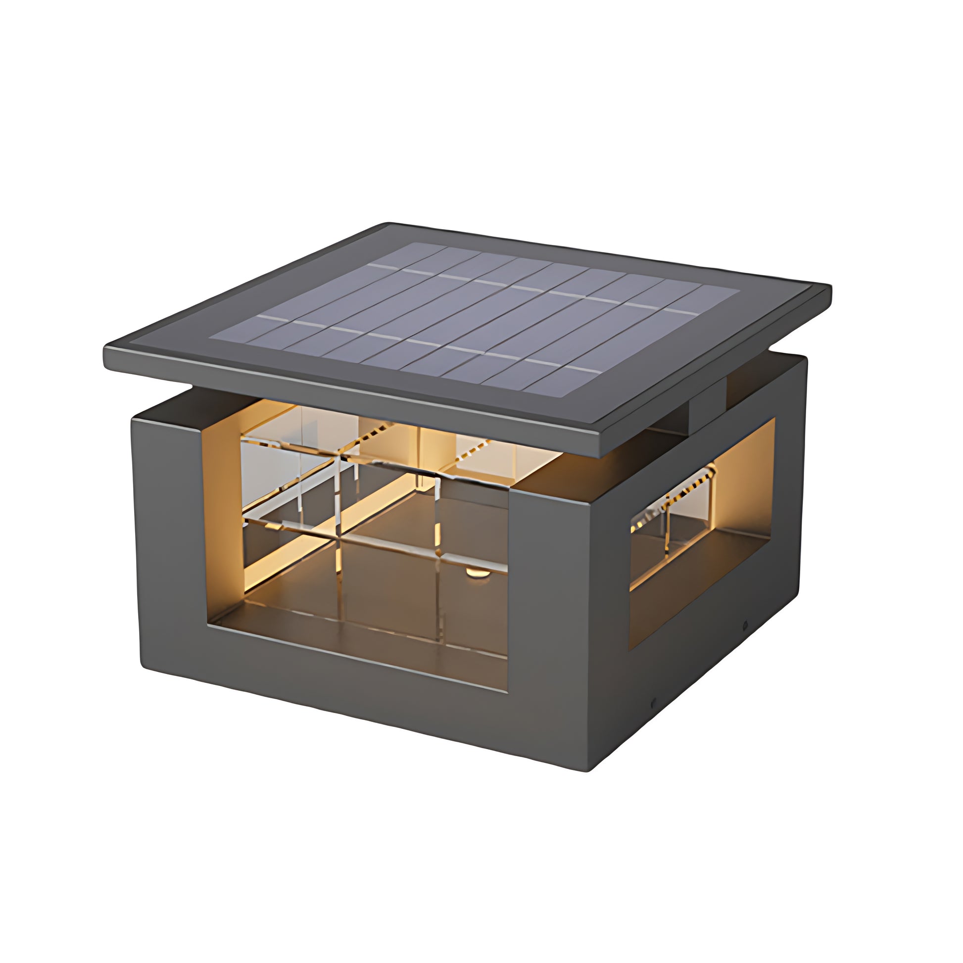 Modern cubic bollard light with textured surface finish and integrated LED technology for pathway illumination