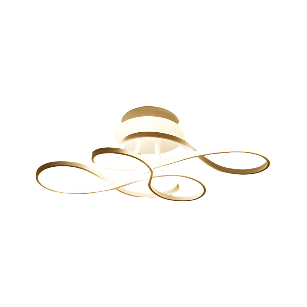 Gold curved ceiling light isolated on a white background.