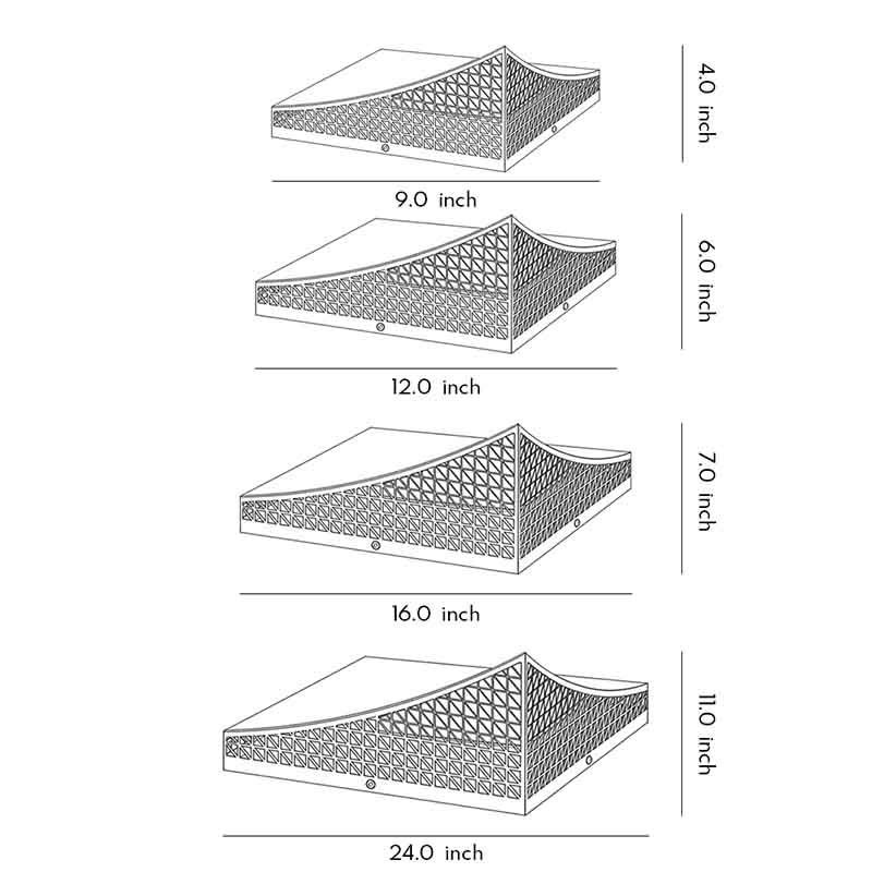 Line drawing of curved landscape light dimensions, providing installation specifications.
