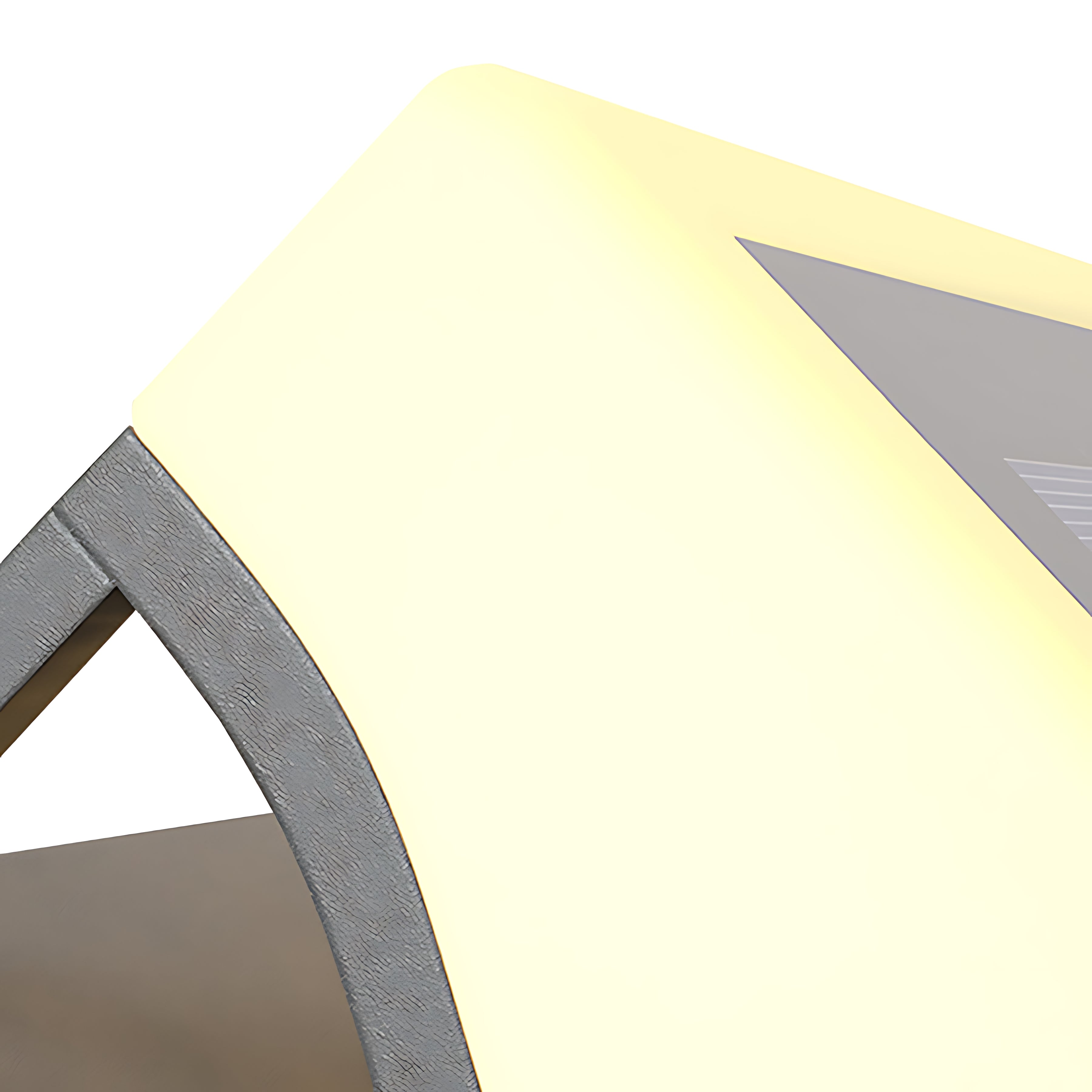 Curved solar light fixture with integrated photovoltaic panel and contemporary design