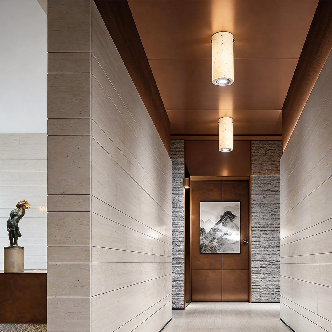 Cylinder downlight in a contemporary corridor, highlighting the minimalist design and soft directional lighting.