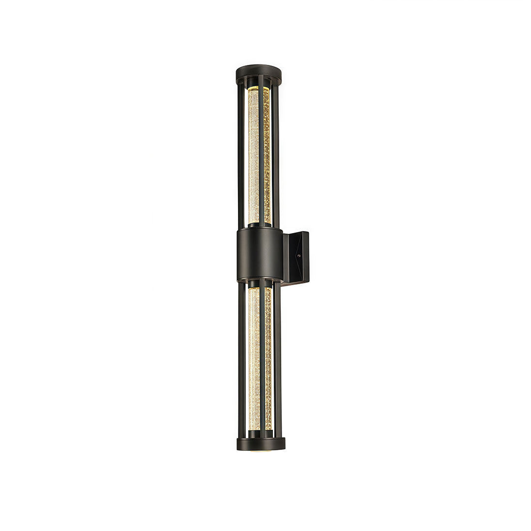 Black cylinder outdoor wall light