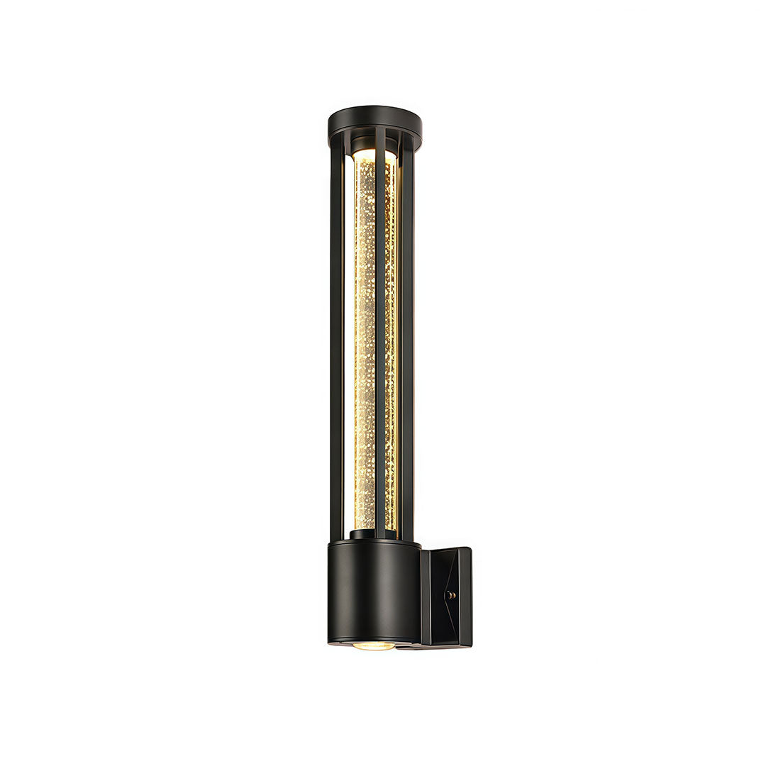 Black cylinder outdoor wall light