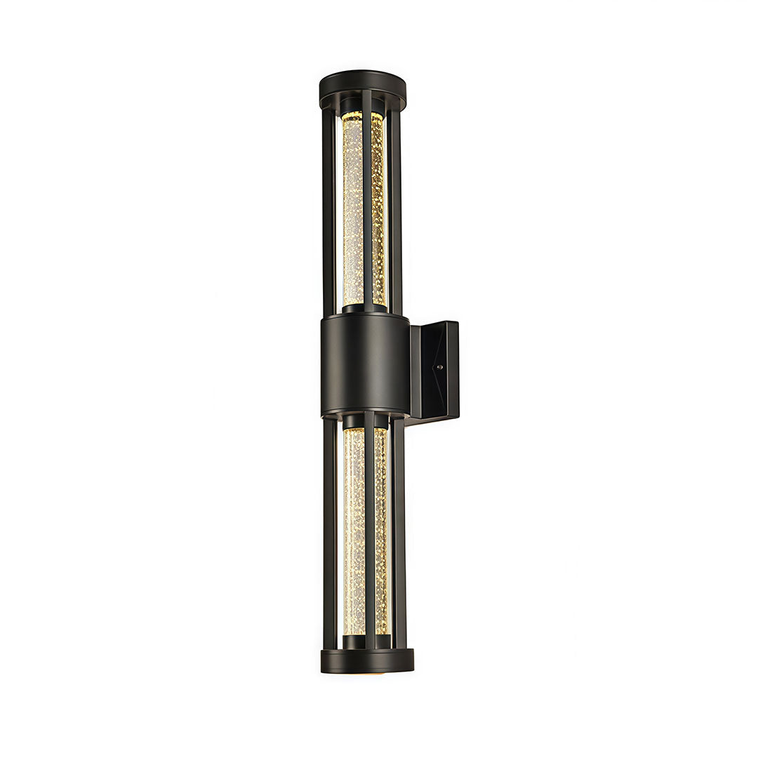 Black cylinder outdoor wall light
