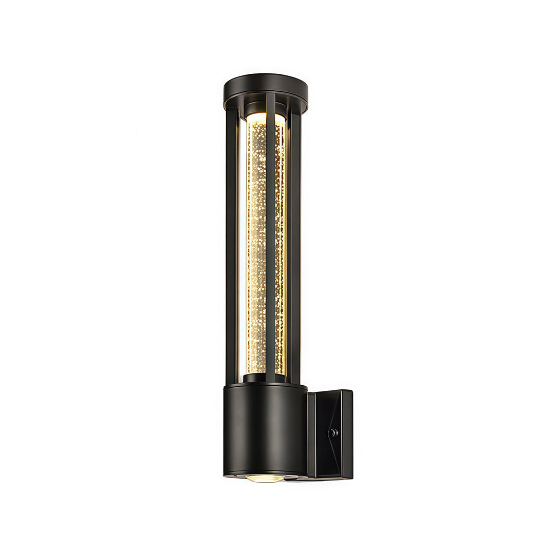 Black cylinder outdoor wall light