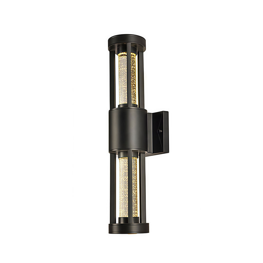 Black cylinder outdoor wall light