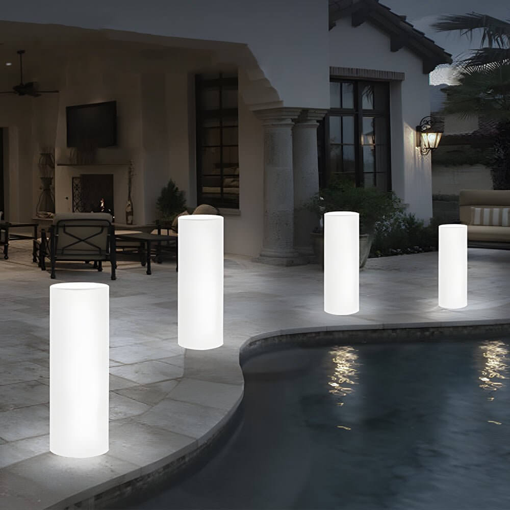 Cylinder PE LED Outdoor Floor Lamp with Remote, Color Changing RGB