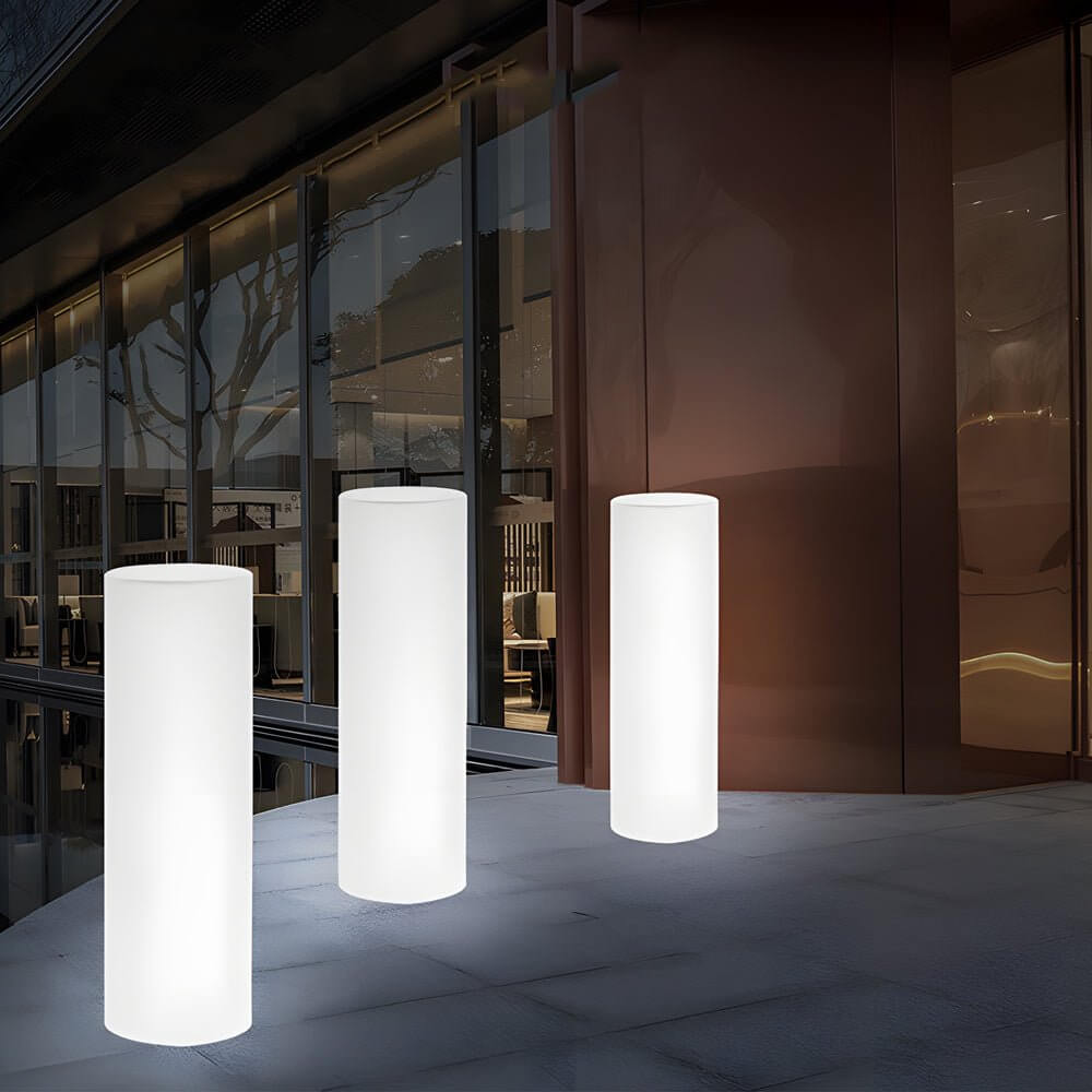 Cylinder PE LED Outdoor Floor Lamp with Remote, Color Changing RGB