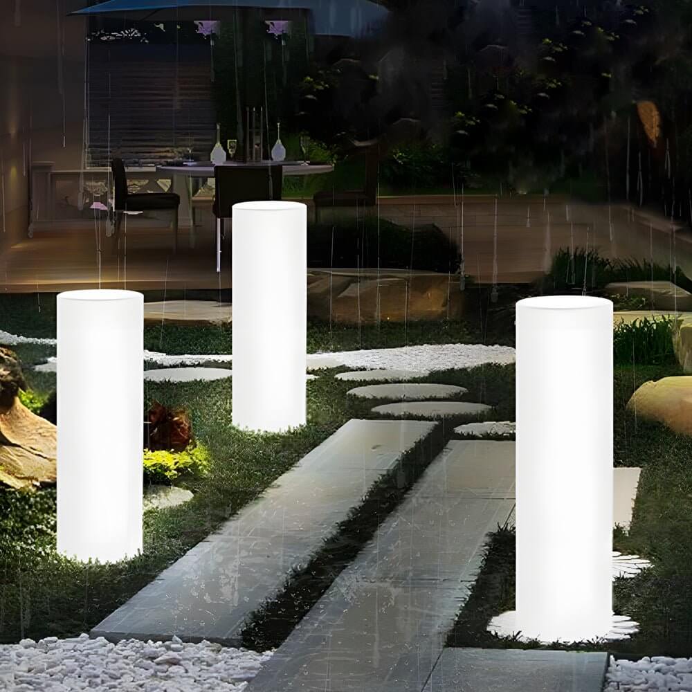 Cylinder PE LED Outdoor Floor Lamp with Remote, Color Changing RGB