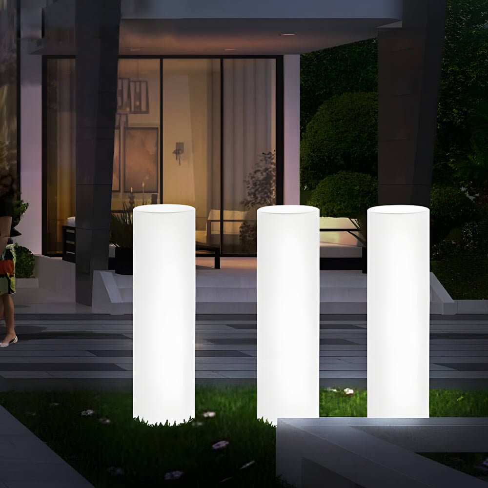 Cylinder PE LED Outdoor Floor Lamp with Remote, Color Changing RGB
