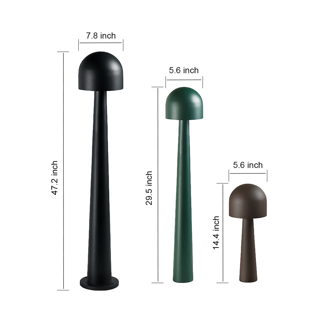 Modern cylindrical landscape light pillar with a frosted glass shade and matte black accents, ideal for garden pathways