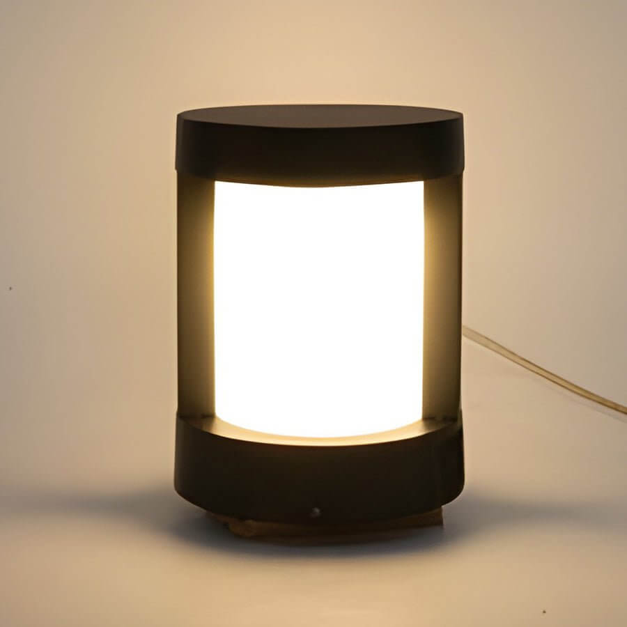 Cylindrical Waterproof LED Harwired 15W Black Modern Outdoor Pathway Lights