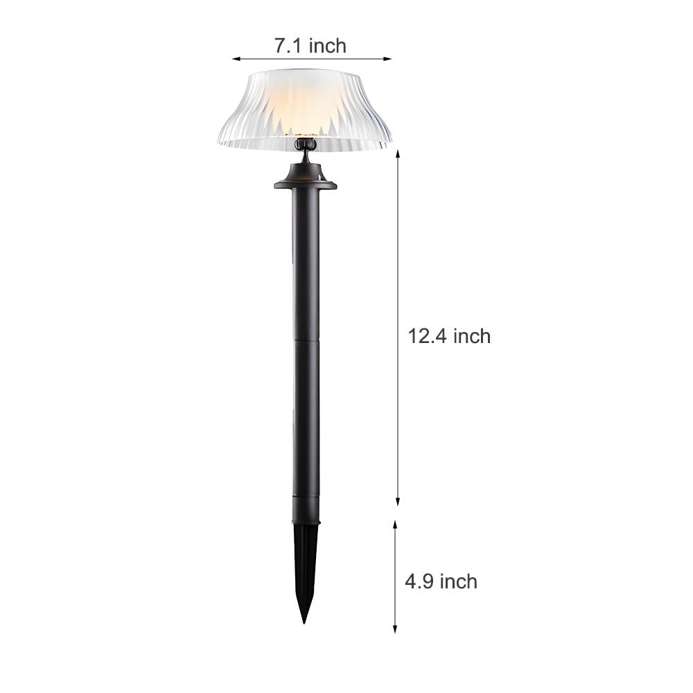 Technical specification diagram showing precise dimensions and measurements for solar pathway light fixture