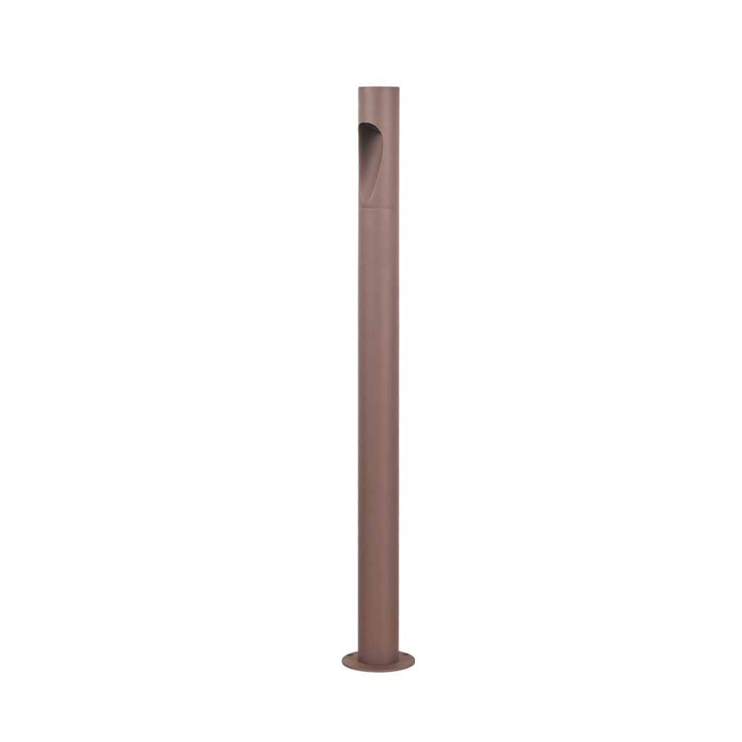 Dark brown slim garden bollard led lights with a narrow vertical form for subtle landscape lighting.