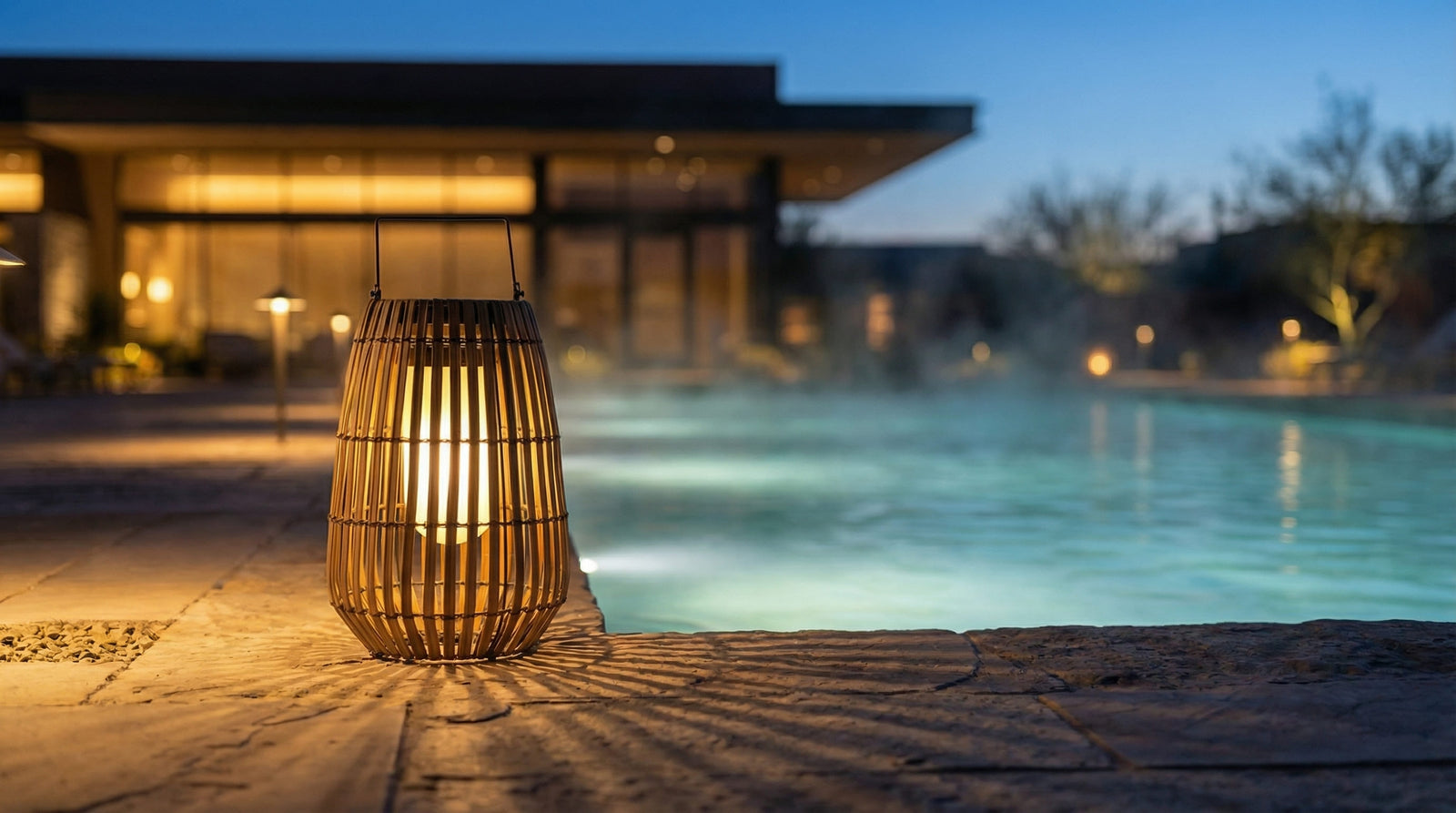 Commercial wall lighting scene showing balanced brightness near doors, windows, and exterior columns