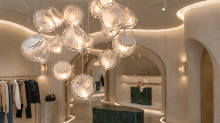 Nordic luxury jellyfish pendant light crafted from glass, creating a soft ambient glow and an artistic focal point for modern interiors.