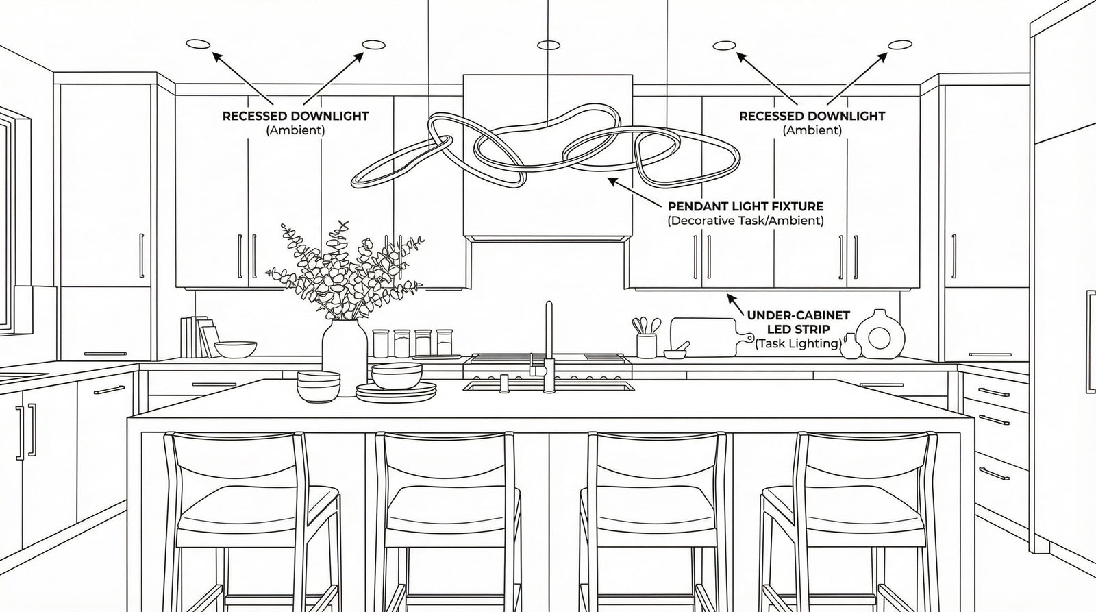 Outdoor residential lighting project showing warm layers around a covered patio and fire feature