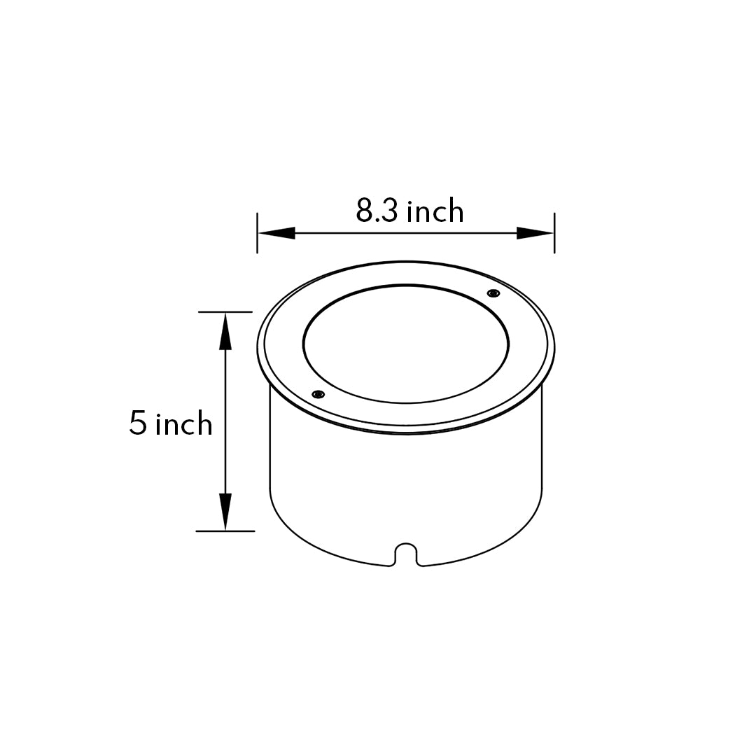 Modern in-ground light fixture with prismatic lens and metal housing for landscape accent lighting