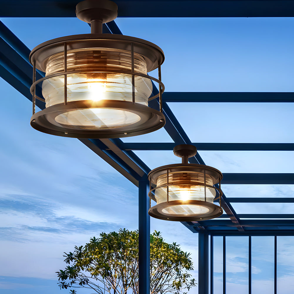 Modern outdoor deck featuring coastal semi flush mount ceiling lights providing functional and stylish pergola illumination