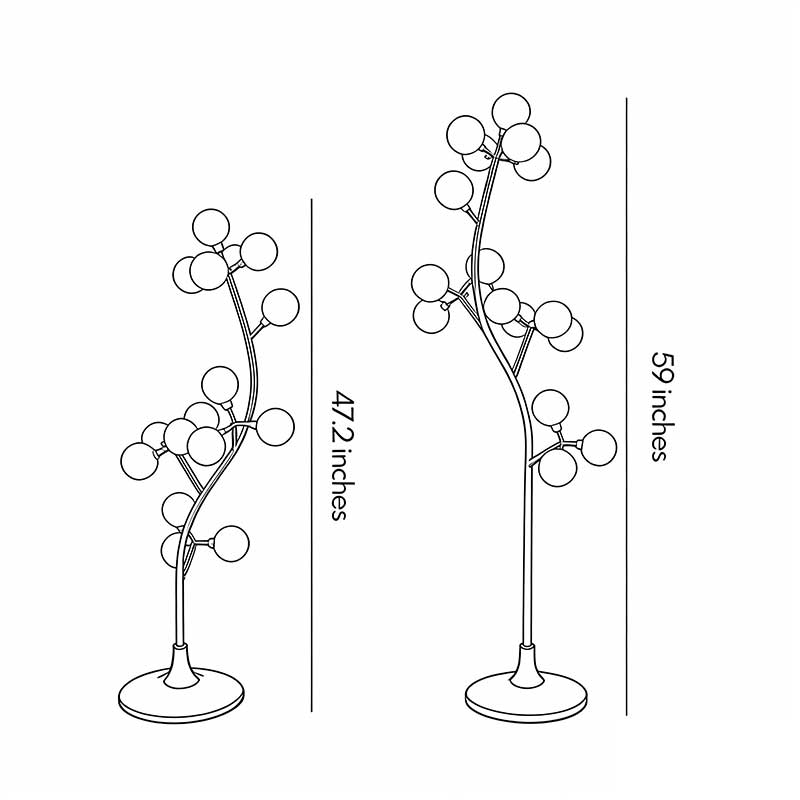Technical diagram of decorate floor lamp showing dimensions and assembly details.