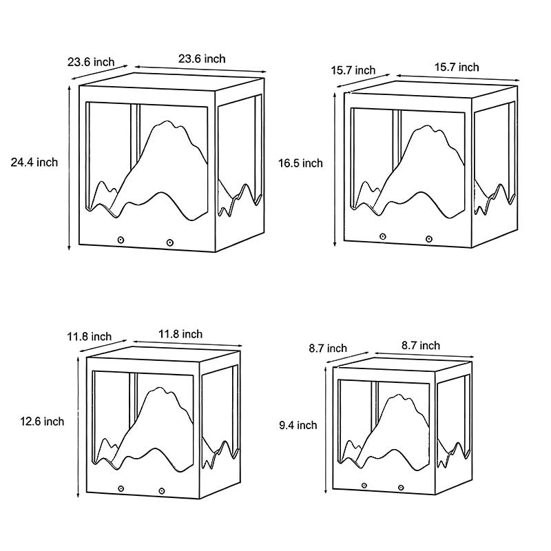 Technical diagram showing dimensions and structure of decorate pillar light models.