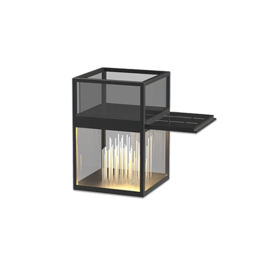 Small compact decorative bollards with lights featuring a short arm extension and modern structure.