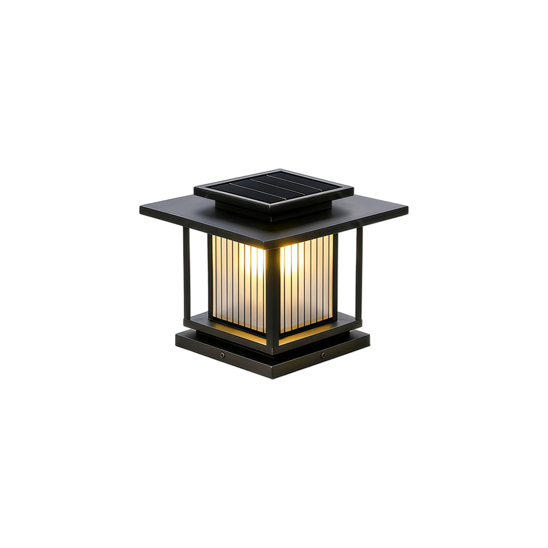 Decorative driveway pillar solar lights with warm white LED lighting for outdoor entrances.