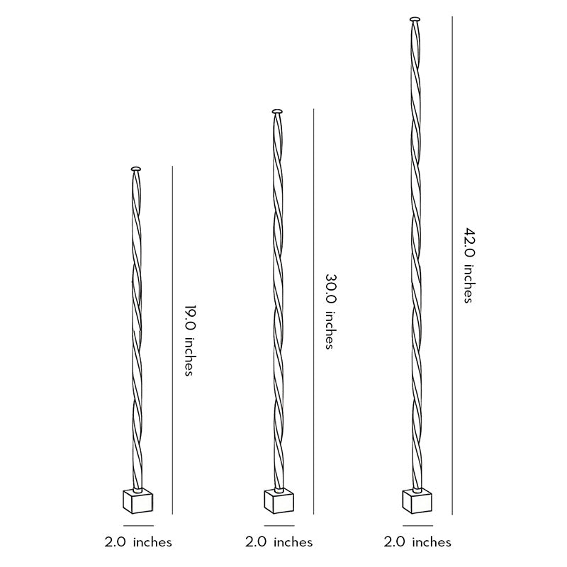 Decorative garden lighting dimension drawing showing multiple height options for installation.