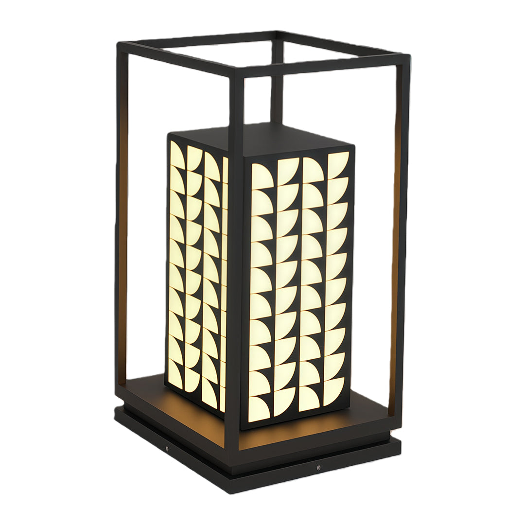 Decorative LED bollard light casting a soft glow, perfect for adding an elegant touch to outdoor areas.