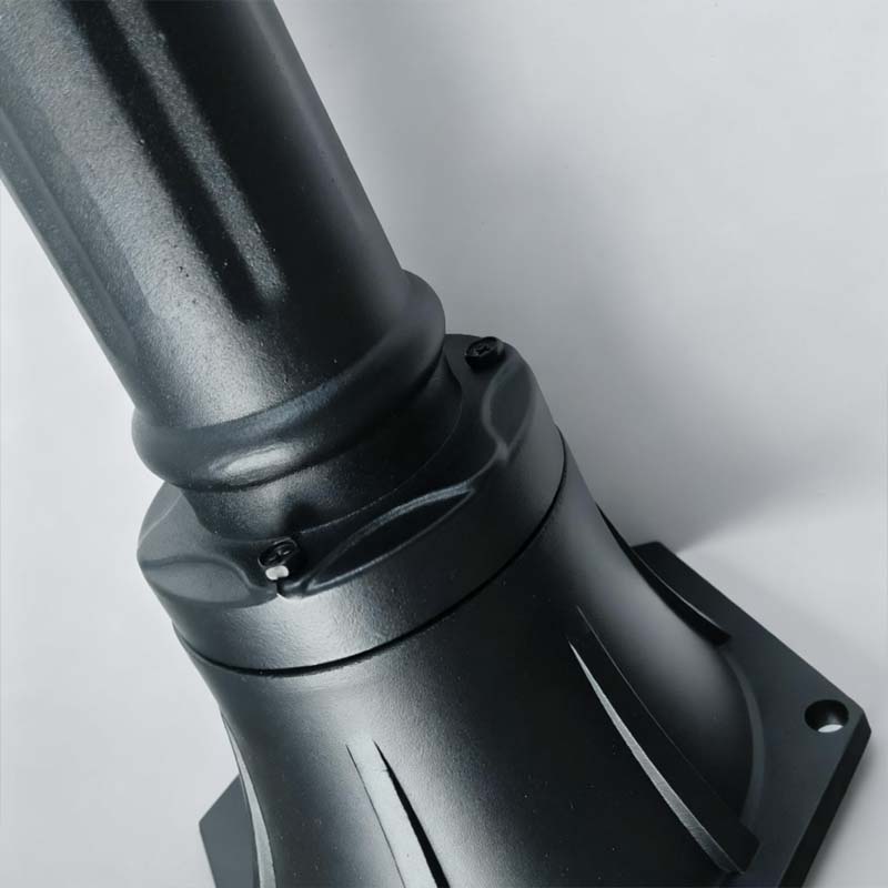 Decorative post light with side view showing depth and light diffusion.