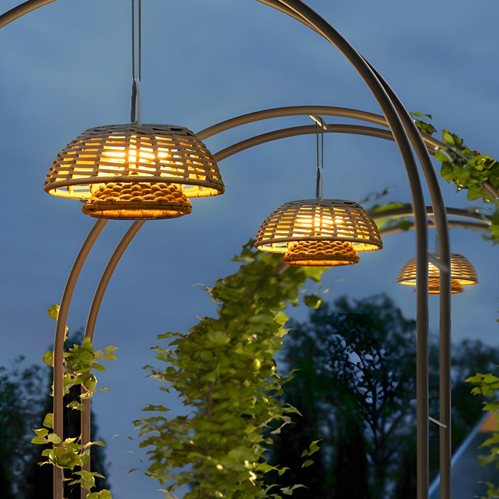 Decorative Ropes Rattan Waterproof LED Modern Solar Outdoor Chandelier ...