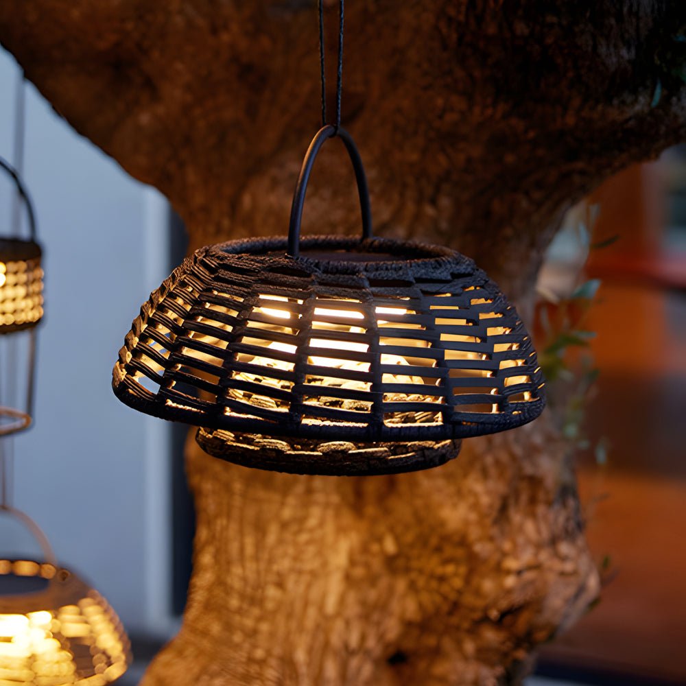 Decorative Ropes Rattan Waterproof LED Modern Solar Outdoor Chandelier ...