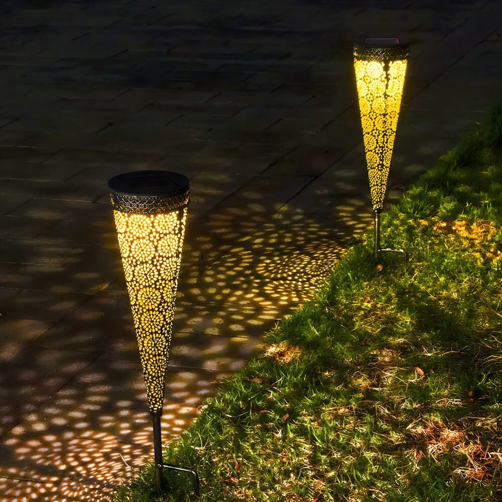 Decorative Solar - Powered Garden Stake Lights 2 Pack with Floral Patterns