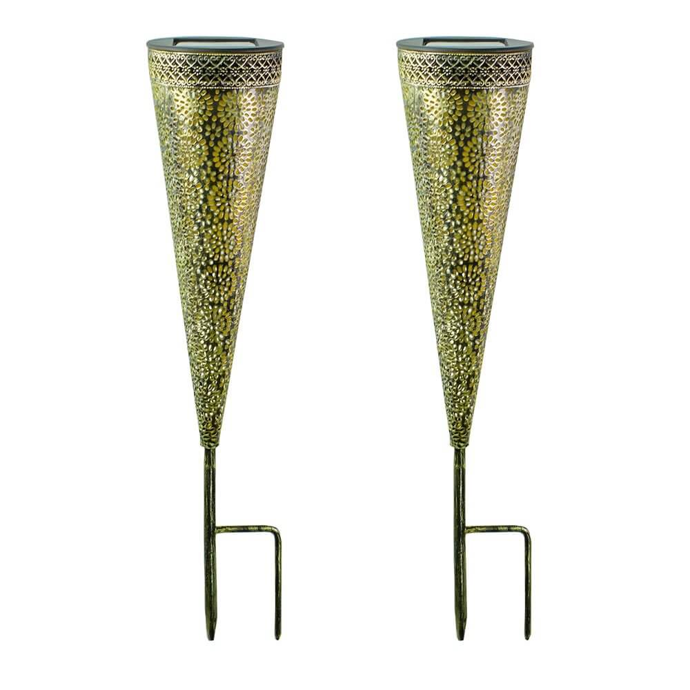 Decorative Solar - Powered Garden Stake Lights 2 Pack with Floral Patterns